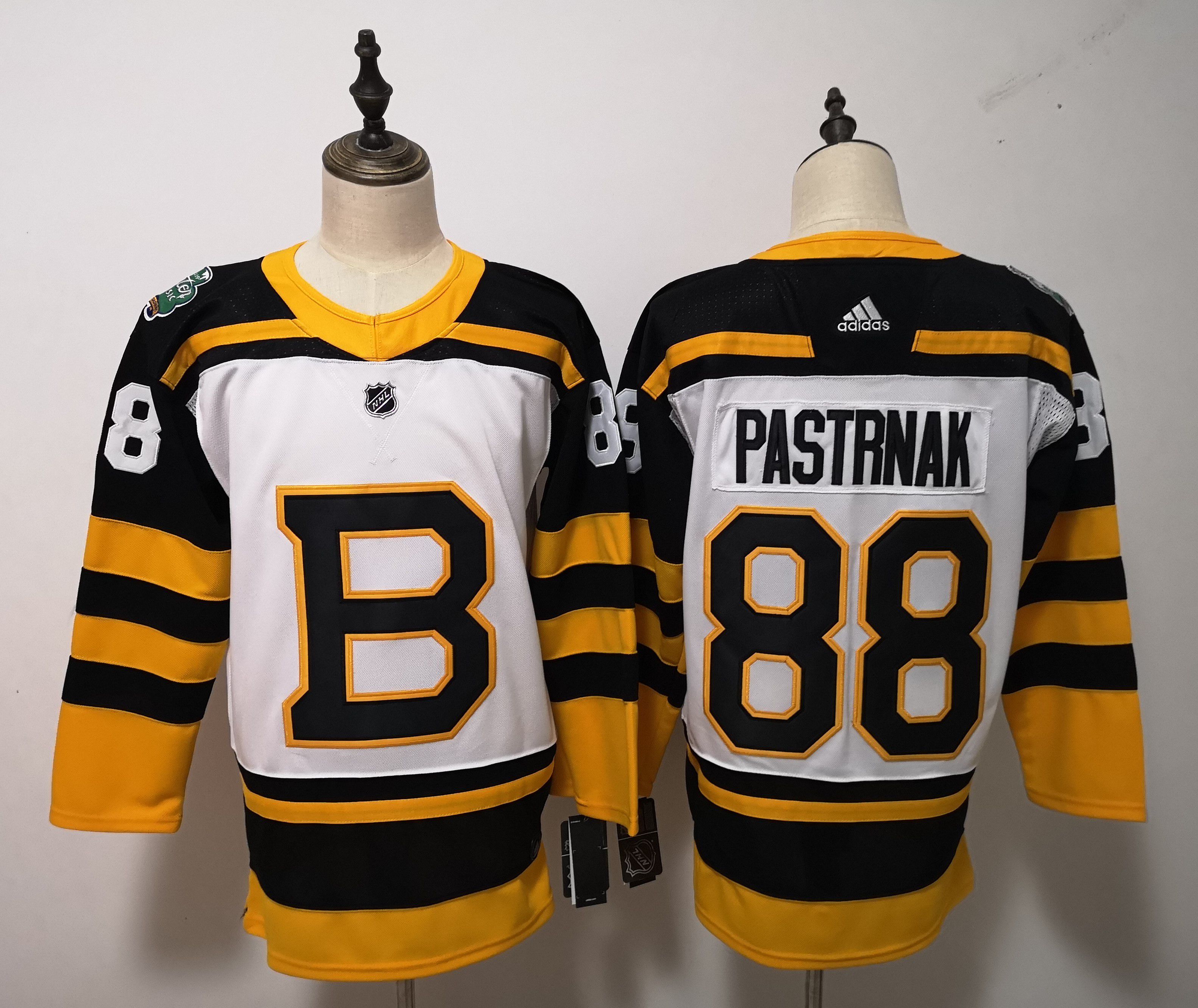 Men Boston Bruins #88 Pastrnak White Adidas Authentic Winter Classic NHL Jersey
